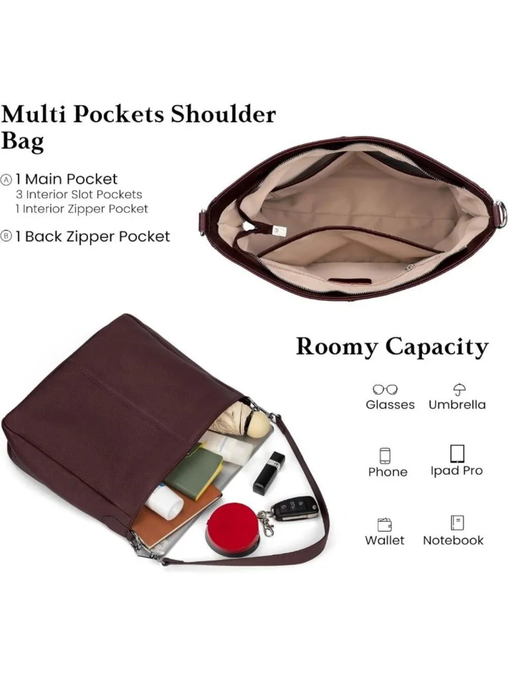 Soft Genuine Leather Hobo Bag for Women | Versatile Crossbody & Shoulder Purse